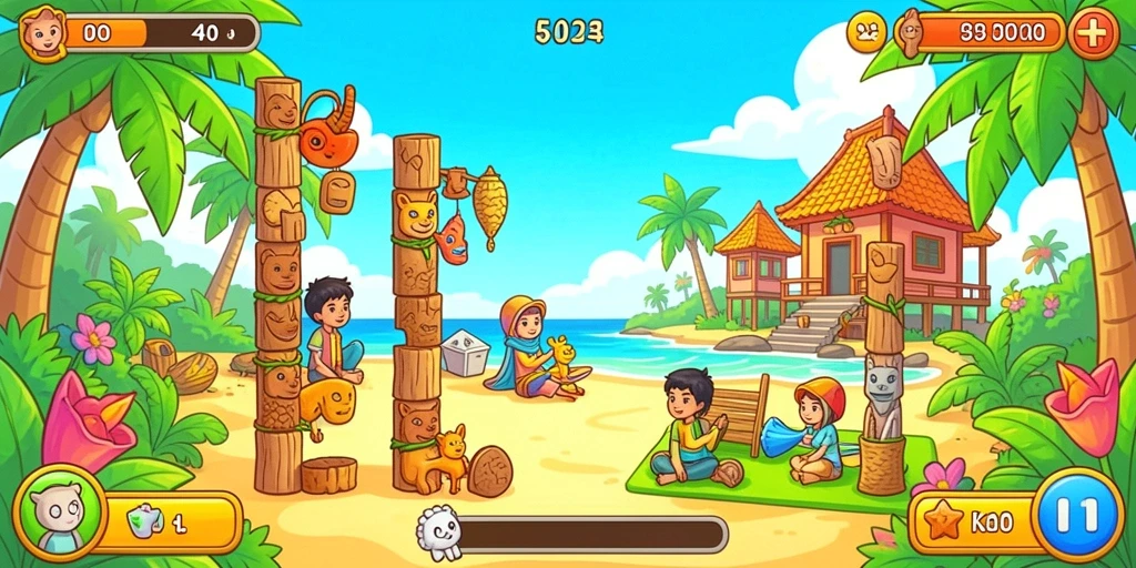 Ilustrasi grafis yang menawan dalam game.